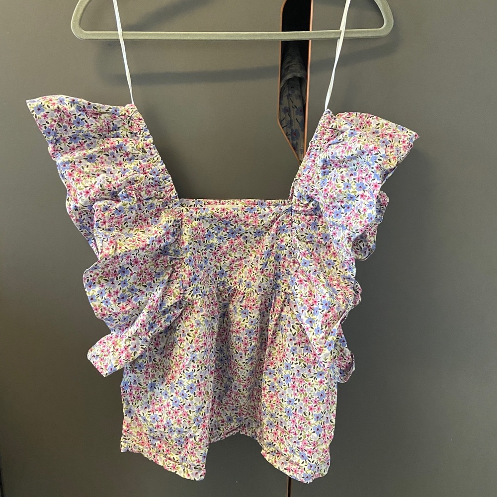 Mango Ruffle Floral Top